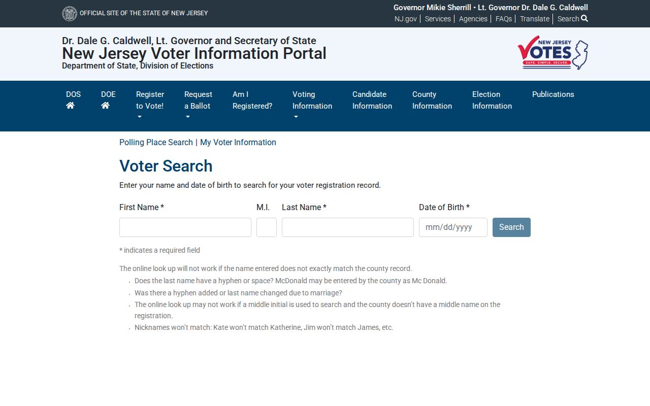 Princeton residents directory New Jersey voter registration search