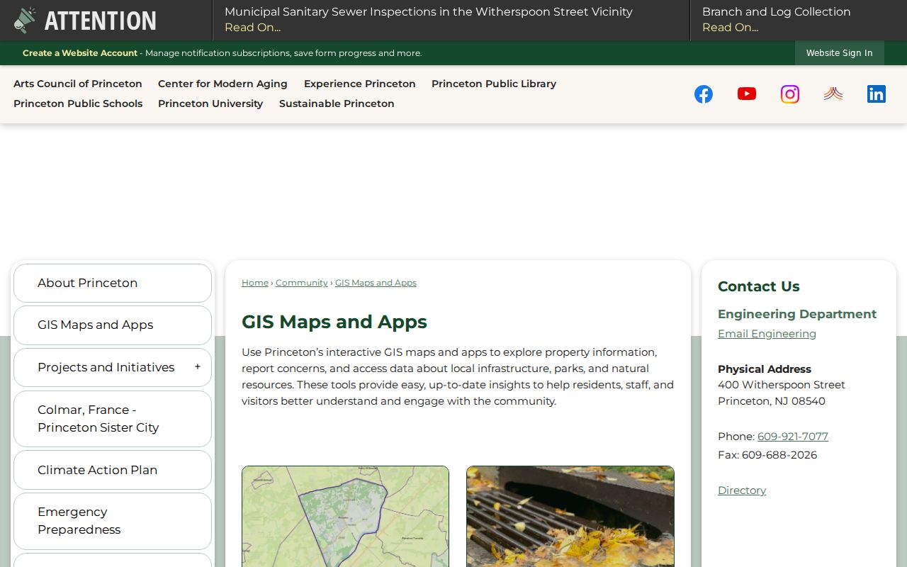Princeton residents directory municipal GIS Maps and Apps hub
