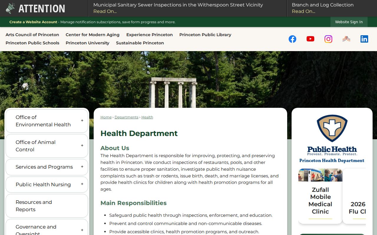 Princeton resident lookup local Health Department registrar route